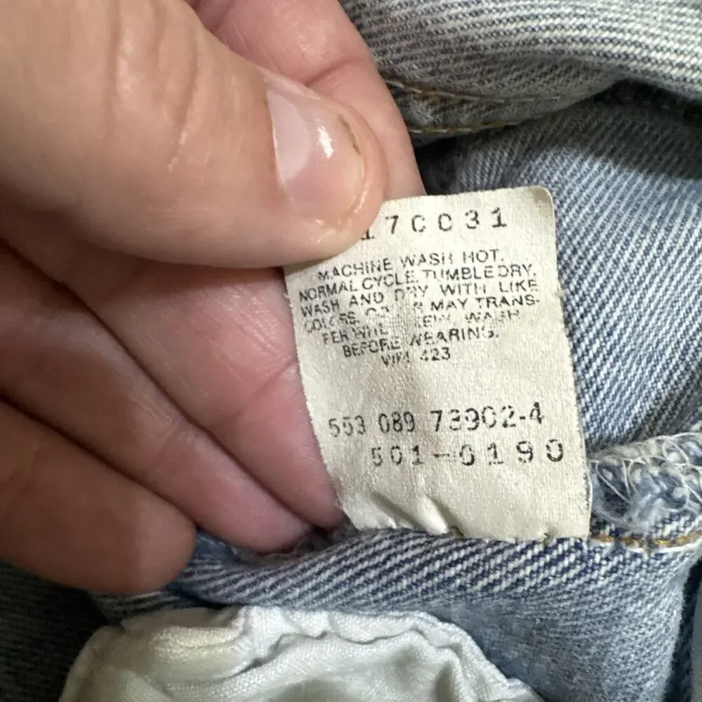 Vintage 1989 Levis 501 Jeans Men 36x32 Blue Button Fly Straight Fits 35x30